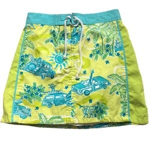 🌸 LILLY Pulitzer Cruising Print Girl's Beach Skirt Woody Wagon White Label